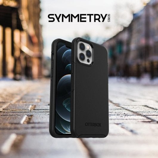Funda para móvil OtterBox Symmetry Cover Policarbonato Negra Antimicrobiana para iPhone 12/12 Pro