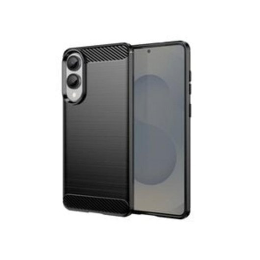 Funda para móvil DLH DY-PS5419 Cover silicona negra patrón carbono para Galaxy S25 Edge