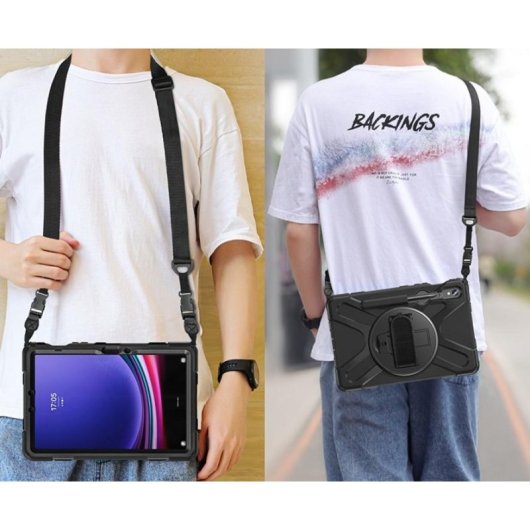 Funda DLH para Samsung Galaxy Tab S9 11" Negro con Soporte de Sobremesa