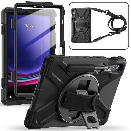 Funda DLH para Samsung Galaxy Tab S9 11" Negro con Soporte de Sobremesa