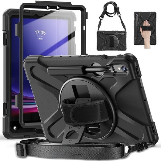 Funda DLH para Samsung Galaxy Tab S9 11" Negro con Soporte de Sobremesa