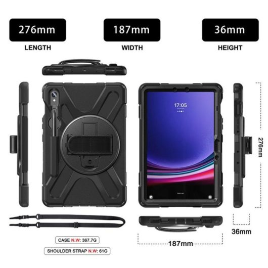 Funda DLH para Samsung Galaxy Tab S9 11" Negro con Soporte de Sobremesa