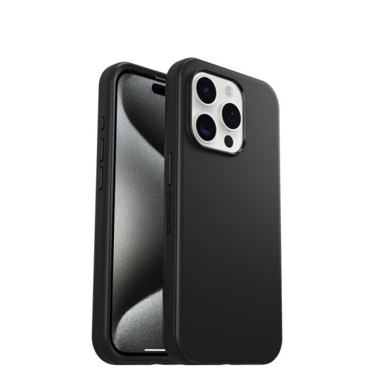 Funda para móvil OtterBox Symmetry Policarbonato y goma Negra Antibacteriana para iPhone 15 Pro