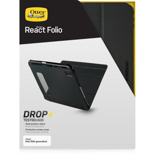 Funda OtterBox React Folio pour Apple iPad (A16/10e gen), noir