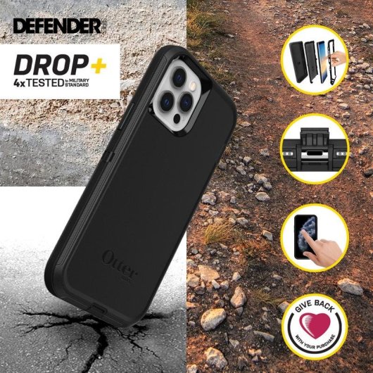 Funda para móvil OtterBox Defender Series Cover Polycarbonat Schwarz für iPhone 12/12 Pro