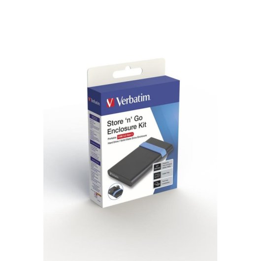 Caja PC Verbatim Store'N'Go 2,5" Plástico Negro Azul USB 3.2 Gen 1