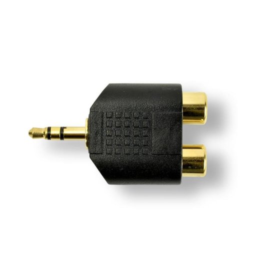 Adaptador MCL 3.5mm a 2xRCA Negro, Conectores Chapados en Oro