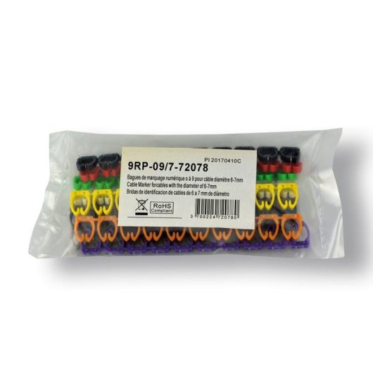 Bride d'identification de câbles MCL 9RP-09/7 multicolore PVC 100 pièces