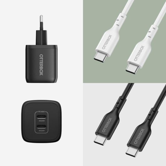 Wandladegerät OtterBox 65W GaN Dual-USB-C Schwarz