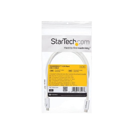 Cable Thunderbolt 3 StarTech 1 m 20 Gbps 100W PD 4K Blanc
