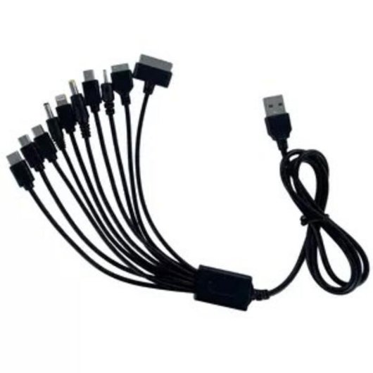 Câble de charge DLH DY-TU1975B USB A Noir 1 m 10 connecteurs