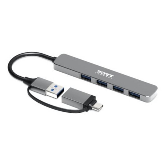 Hub Port Designs 4 Ports 5000 Mbit/s Modell 900161 Aluminium Silber