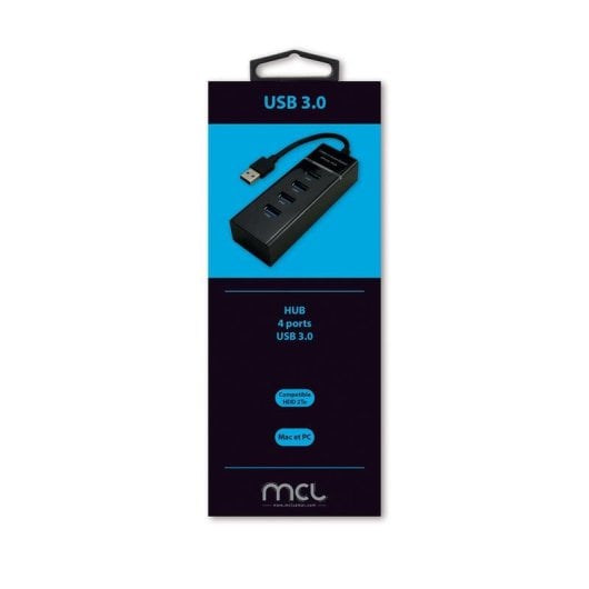 Hub MCL 4 Ports 5 Gbit/s USB 3.2 Gen 1 USB3-M104B/N Schwarz kurzes Kabel
