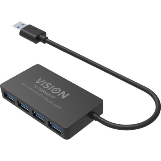 Hub Vision 4 puertos USB 3.2 Gen 1 5 Mbit/s modelo TC-USBHUB4P con alimentación CC