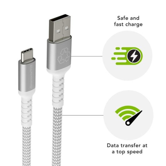Cabo USB DBRAMANTE1928 CB25ACGR7118 2,5 m USB A para USB C USB 2.0 Branco
