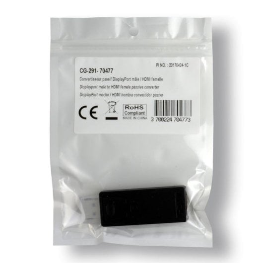 Adaptador MCL DisplayPort a HDMI Negro