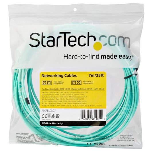 Cable de Fibra Óptica Multimodo StarTech 7m LC a LC OM4 50/125µm