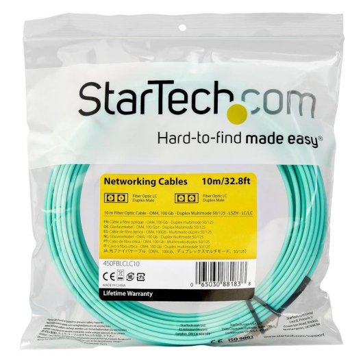 Cable de Fibra Óptica Multimodo StarTech 10m LC/UPC a LC/UPC OM4 100G