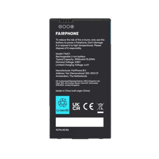 Bateria Fairphone F4BATT-1ZW-WW1 para Fairphone 4, 3950 mAh, Preta
