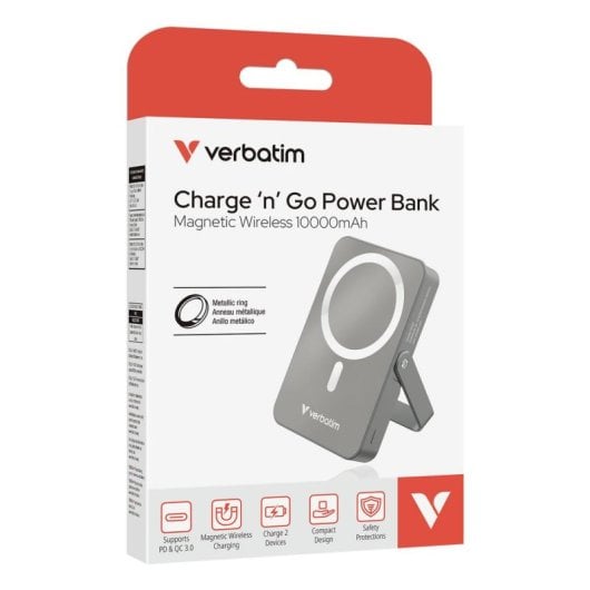 Externer Akku Verbatim Charge 'n' Go Magnetic Wireless 10000 mAh 35 W Grau