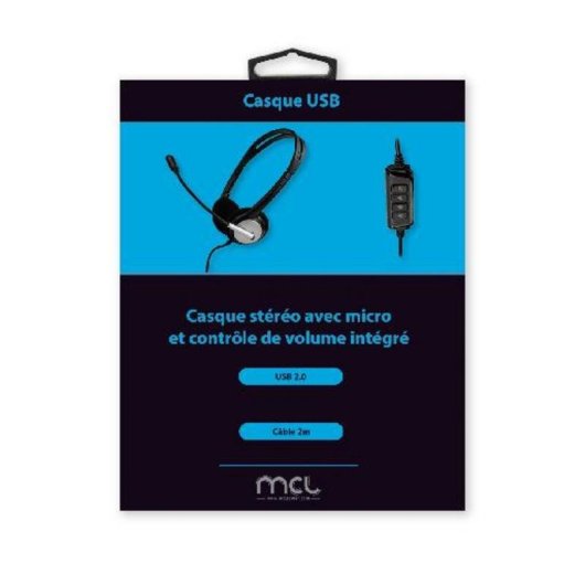 Casque MCL CSQ-M/USB filaire USB pour bureau centre d'appels noir argent