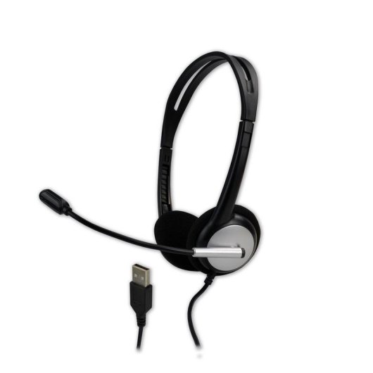 Casque MCL CSQ-M/USB filaire USB pour bureau centre d'appels noir argent
