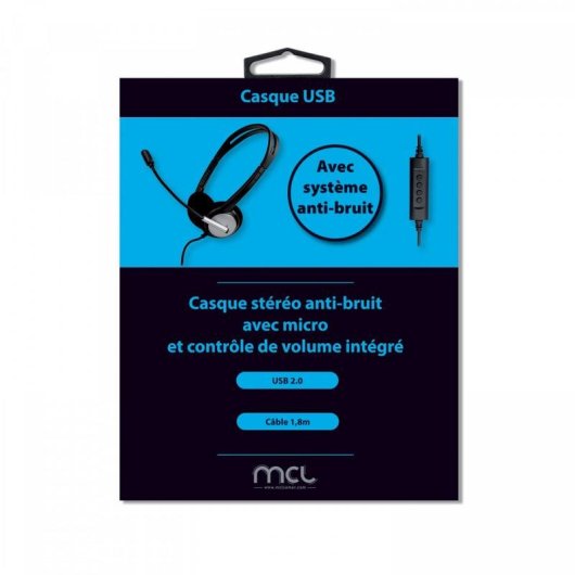 Auriculares MCL MK1A99BZCSQMUSBAB con cable USB, cancelación de ruido, oficina y call center, negros