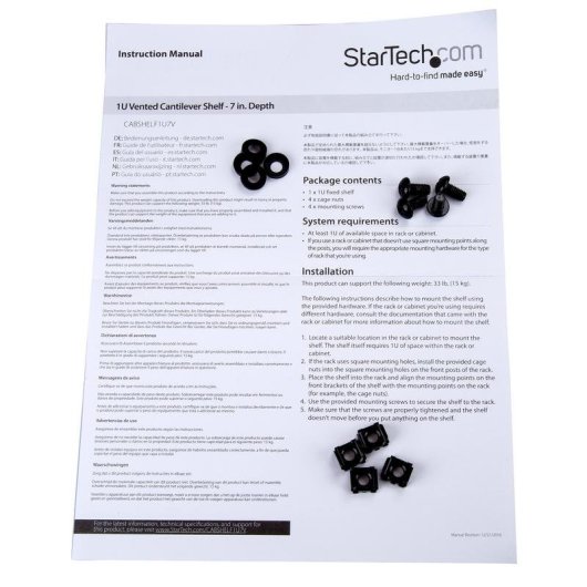 Prateleira Ventilada 1U StarTech 175 mm