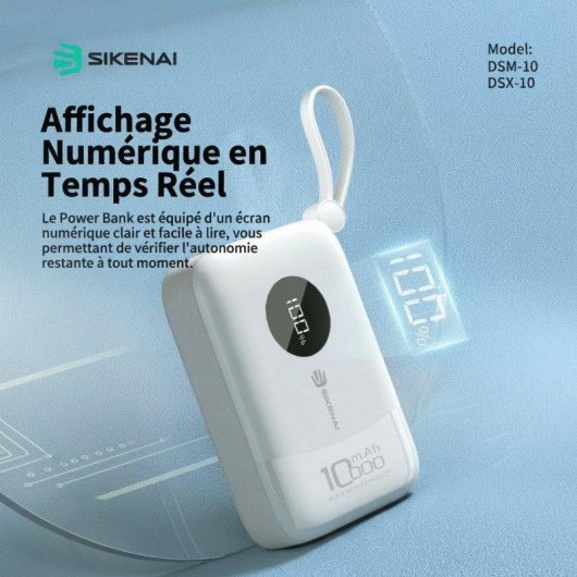 Batería Externa Sikenai DSM-10 10.000 mAh 22,5 W Carga Rápida USB-C