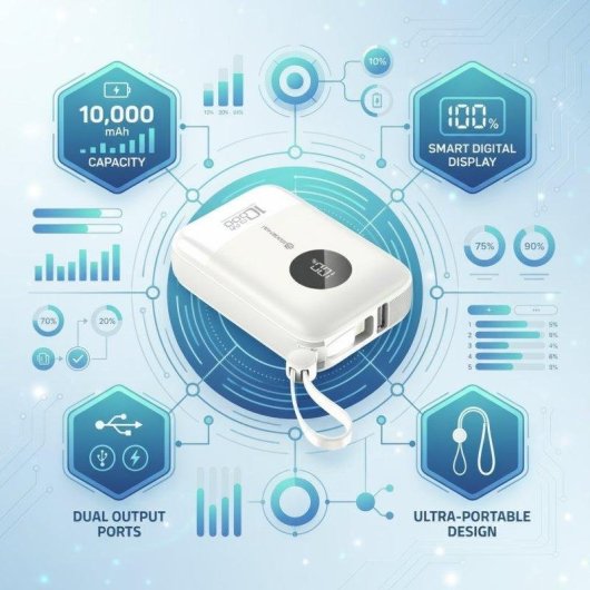 Batería Externa Sikenai DSM-10 10.000 mAh 22,5 W Carga Rápida USB-C