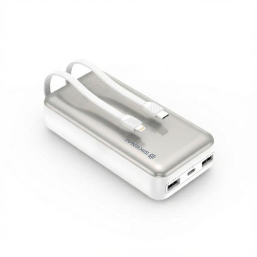 Banco de Energía Sikenai 20000 mAh 120W Carga Rápida 2 Cables Integrados