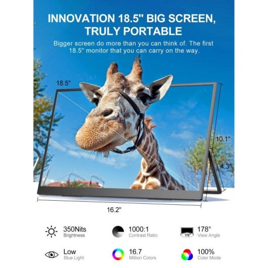 Monitor PC Uperfect 18,5" FullHD 120Hz IPS Portatile 100% sRGB VESA