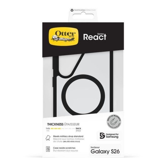 Capa OtterBox React Magnets Series Cover resistente preta transparente para Galaxy S26