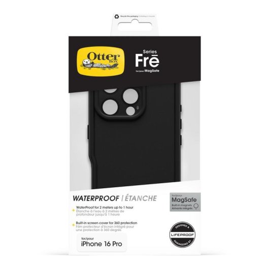 Funda para móvil OtterBox Frē Series Cover Policarbonato Negro MagSafe para iPhone 16 Pro