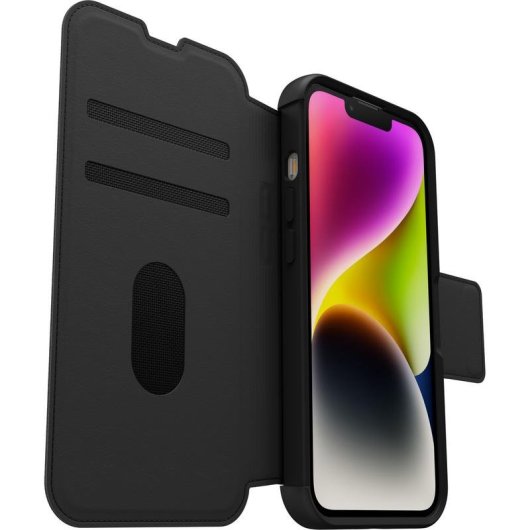 Funda para móvil OtterBox Strada cartera piel negra cierre magnético para iPhone 14 Plus