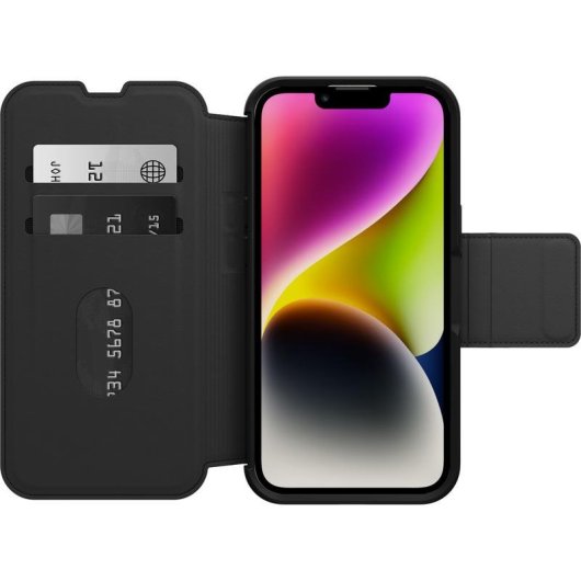 Funda para móvil OtterBox Strada cartera piel negra cierre magnético para iPhone 14 Plus