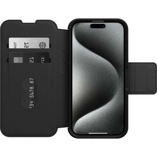 Funda para móvil OtterBox Strada Folio pelle nera magnetica per iPhone 15 Pro