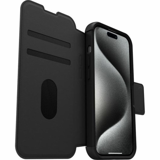 Funda para móvil OtterBox Strada Folio pelle nera magnetica per iPhone 15 Pro