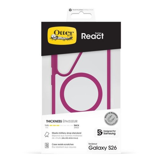 Funda para móvil OtterBox React Magnets Cover Trasparente Rosa per Galaxy S26