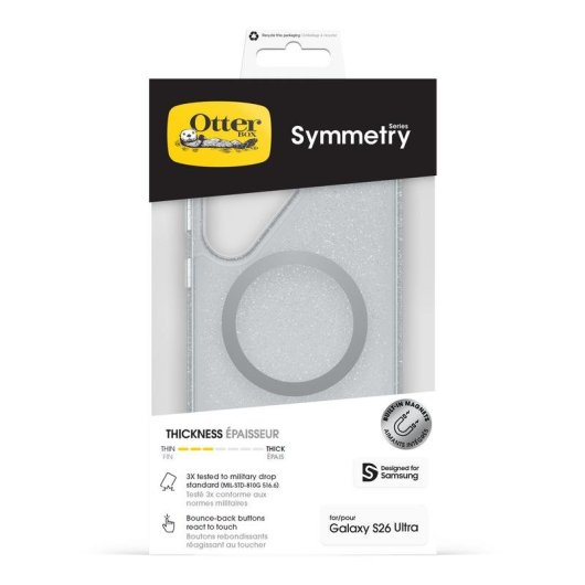 Custodia OtterBox Symmetry Clear Cover Trasparente con Magneti per Galaxy S26 Ultra, ricarica wireless