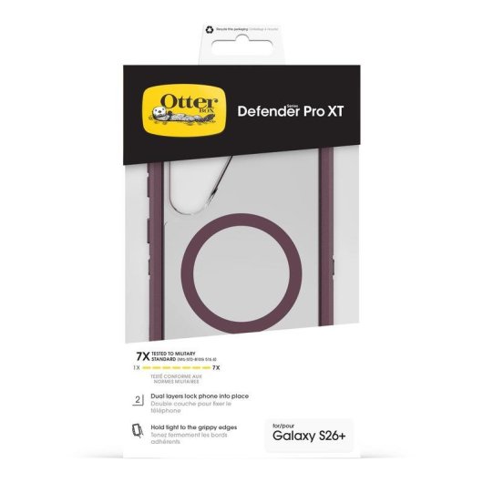 Funda OtterBox Defender Pro XT púrpura transparente para Galaxy S26+ con protección certificada
