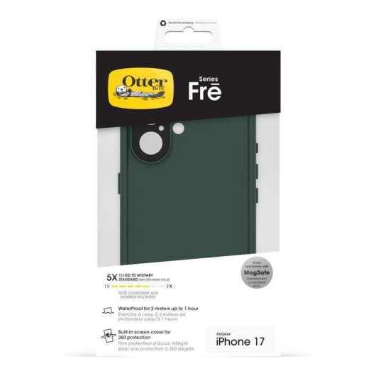 Funda para móvil OtterBox Fre MagSafe Cover plástico verde resistente al agua para iPhone 17