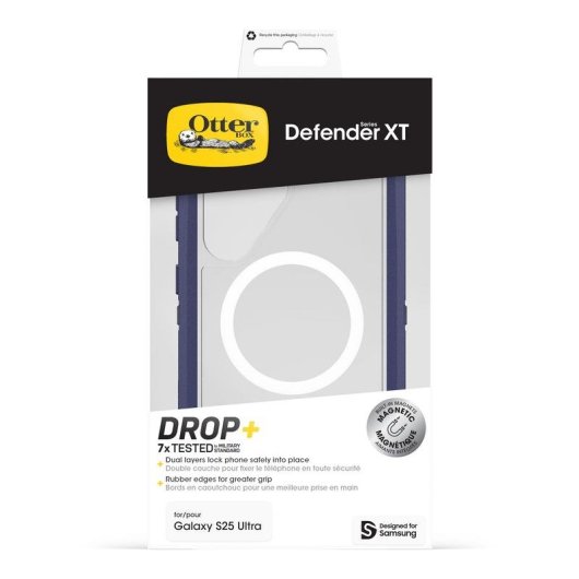 Funda para móvil OtterBox Defender XT Cover plástico púrpura transparente con imanes para Galaxy S25 Ultra