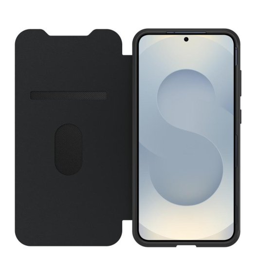 Coque fine pour mobile OtterBox React Folio Noir Transparent Plastique recyclé écologique pour Galaxy S25+ avec fermeture magnétique