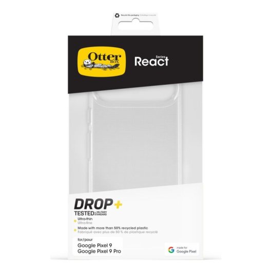 Funda para móvil OtterBox React Cover Policarbonato Transparente para Pixel 9 y Pixel 9 Pro