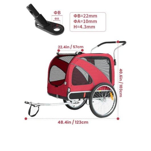 Remorque pour animaux Sepnine 10202b 40kg pliable - Rouge