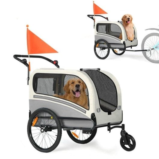 Carrosse pour animaux Sepnine 10202ns, Max 50kg, Manche 6 niveaux, Gris foncé