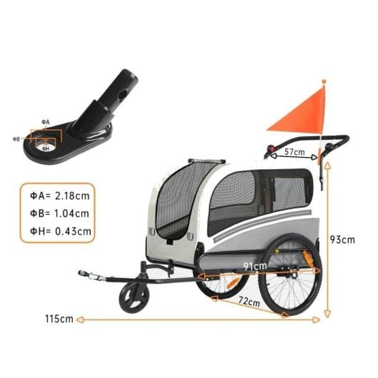 Carrosse pour animaux Sepnine 10202ns, Max 50kg, Manche 6 niveaux, Gris foncé