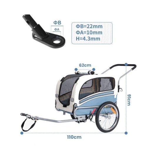Remorque pour animaux Sepnine 20303b Pliante Imperméable 30kg Bleu