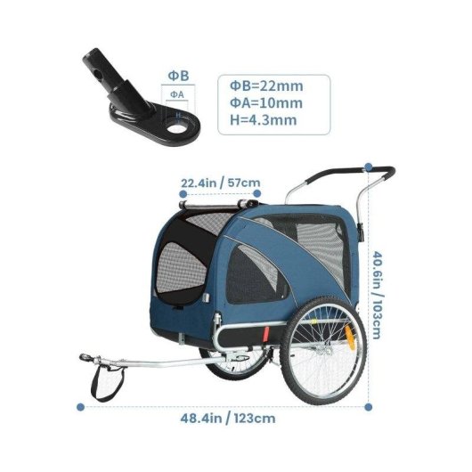 Remorque pour Animaux Sepnine 10202b 40kg Pliable - Bleu